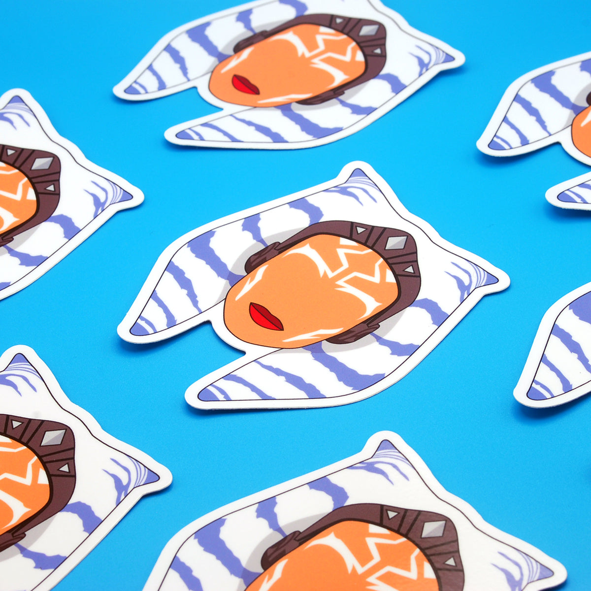 Ahsoka Tano Vinyl Sticker, On blue background