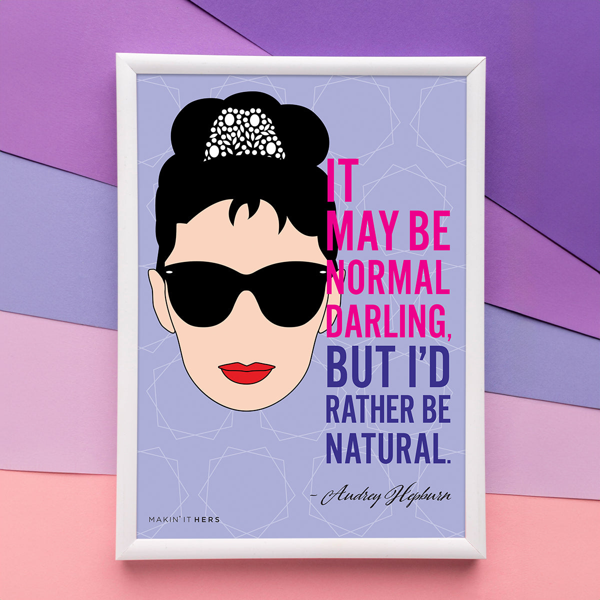 Audrey Hepburn Poster, In white frame