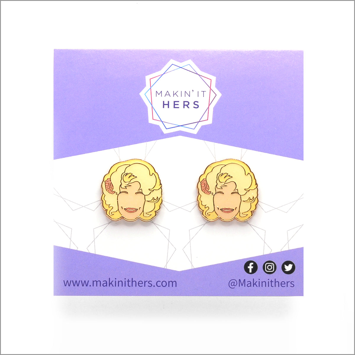 Dolly Parton Earrings, On backing card
