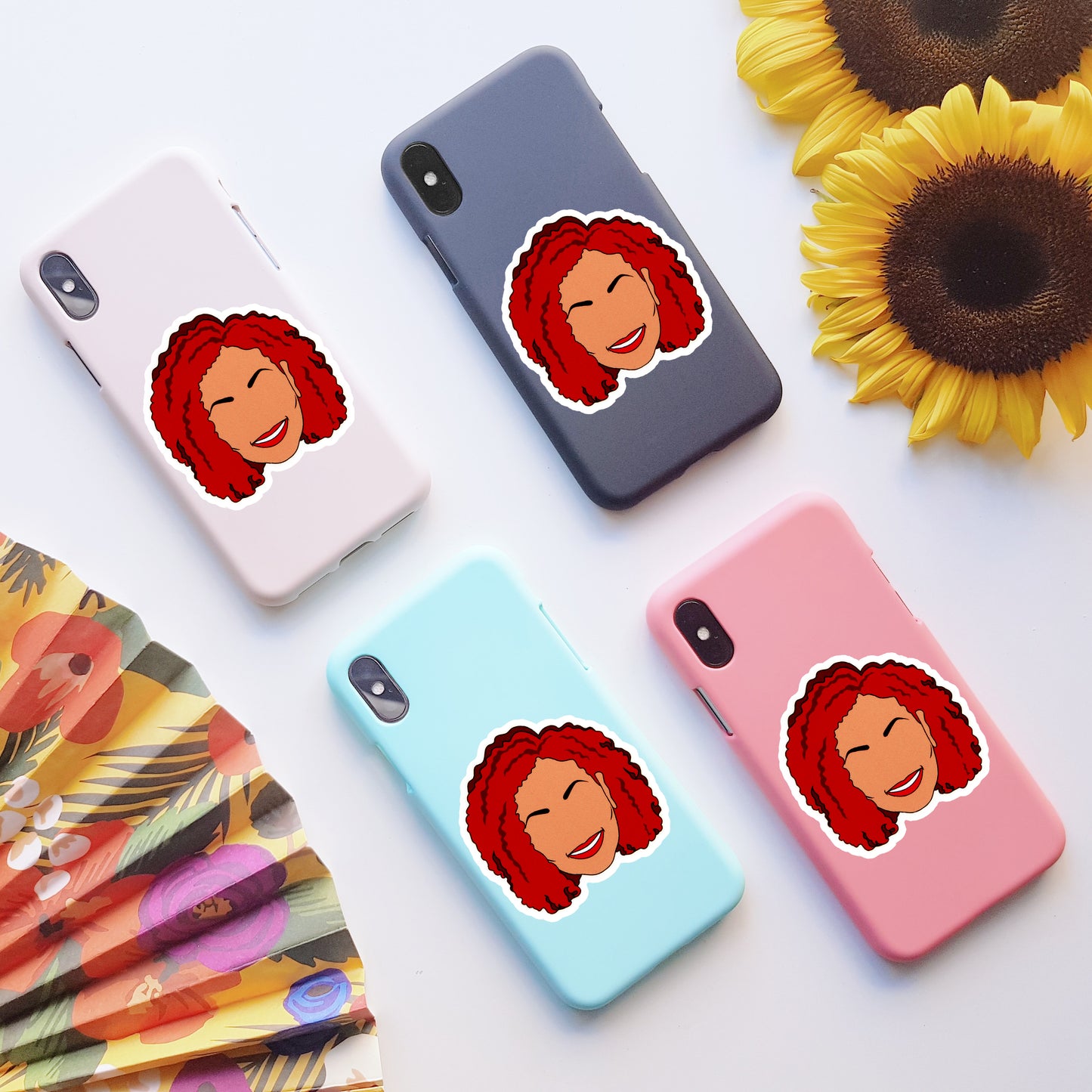 Janet Jackson Vinyl Stickers, On back of phone cases