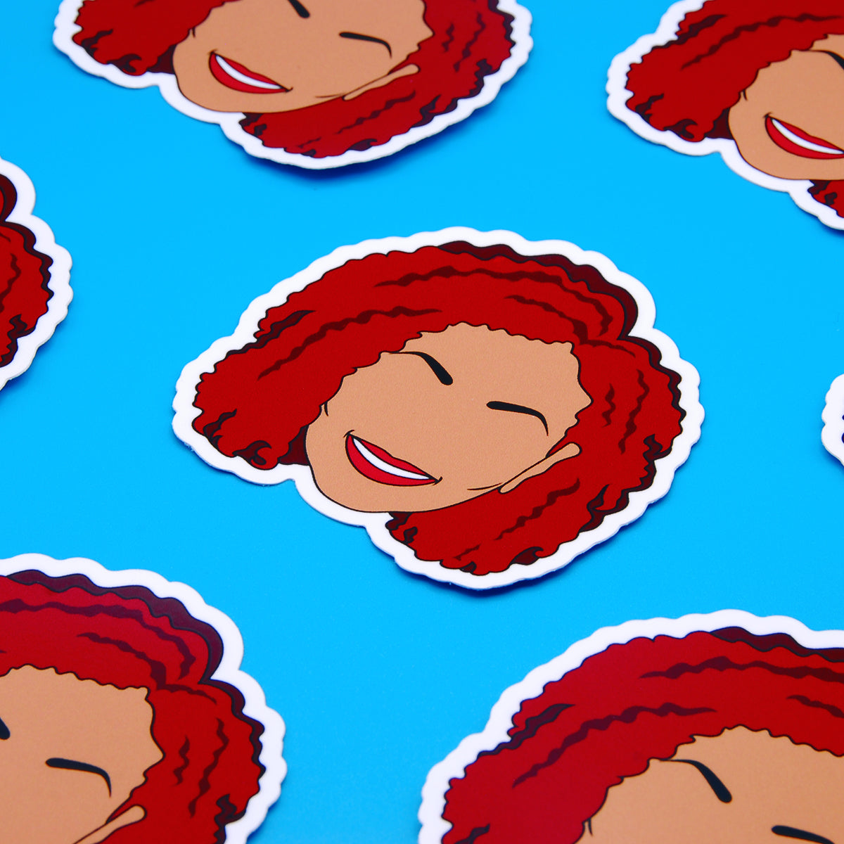 Janet Jackson Vinyl Stickers, On blue background