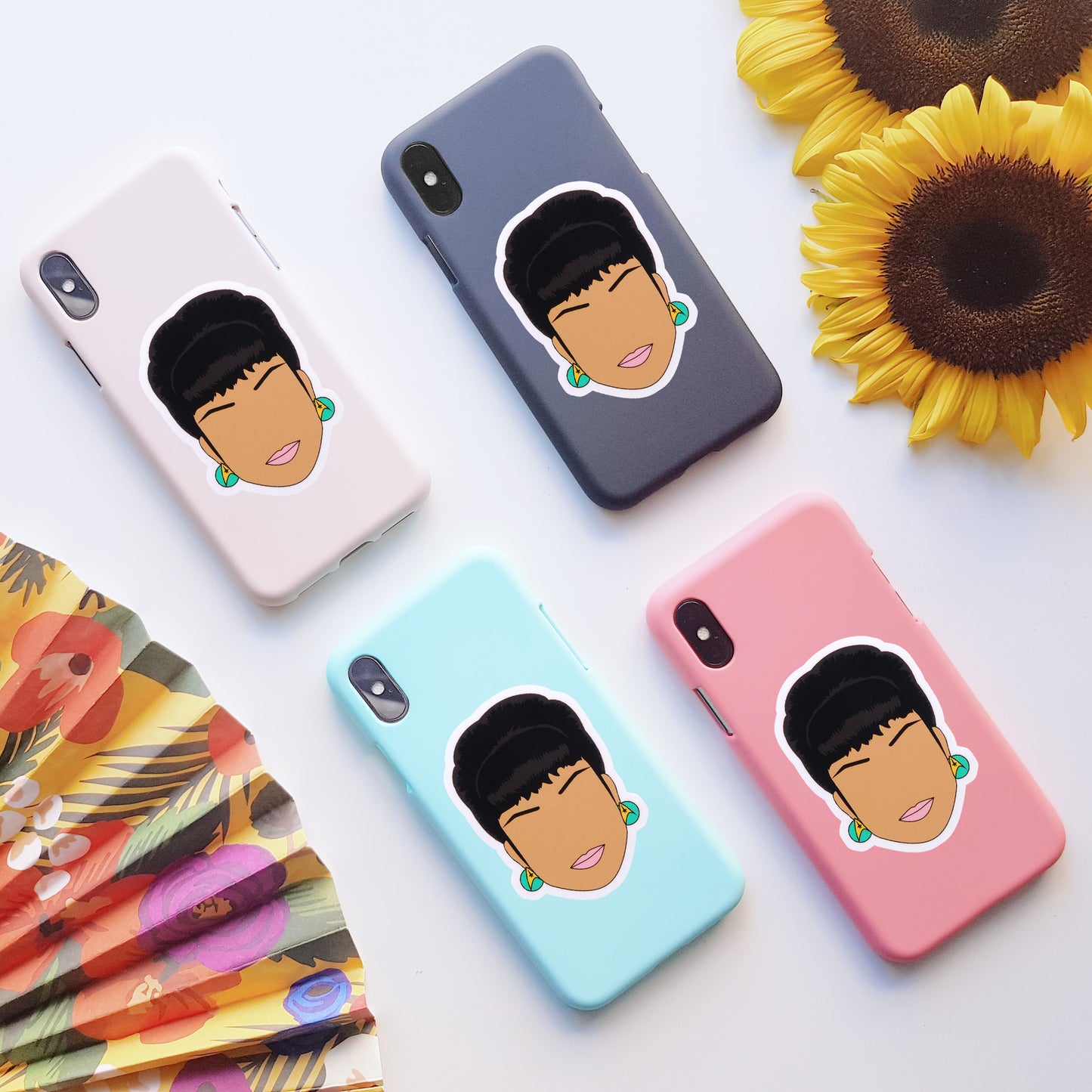 Star Trek Lieutenant Uhura Vinyl Stickers, On back of phone cases