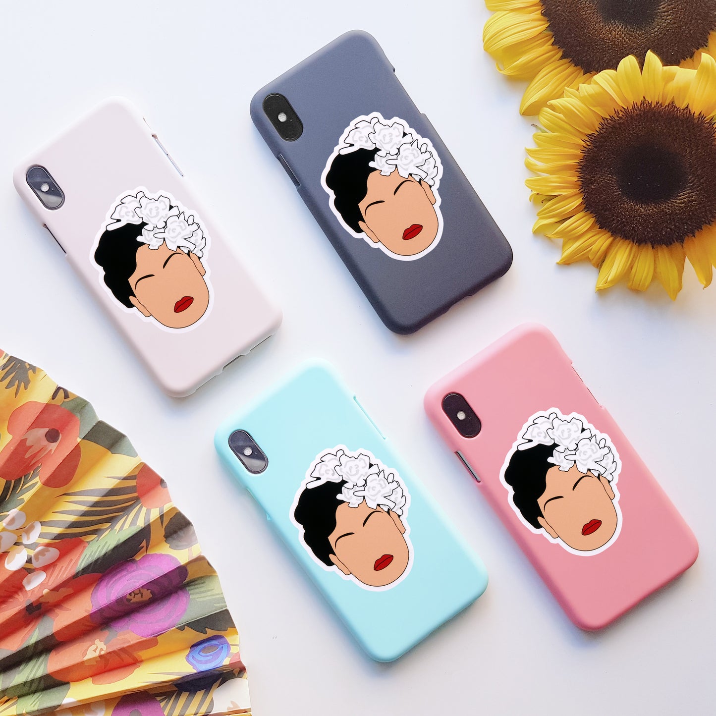 Billie Holiday Vinyl Stickers, On back of phone cases
