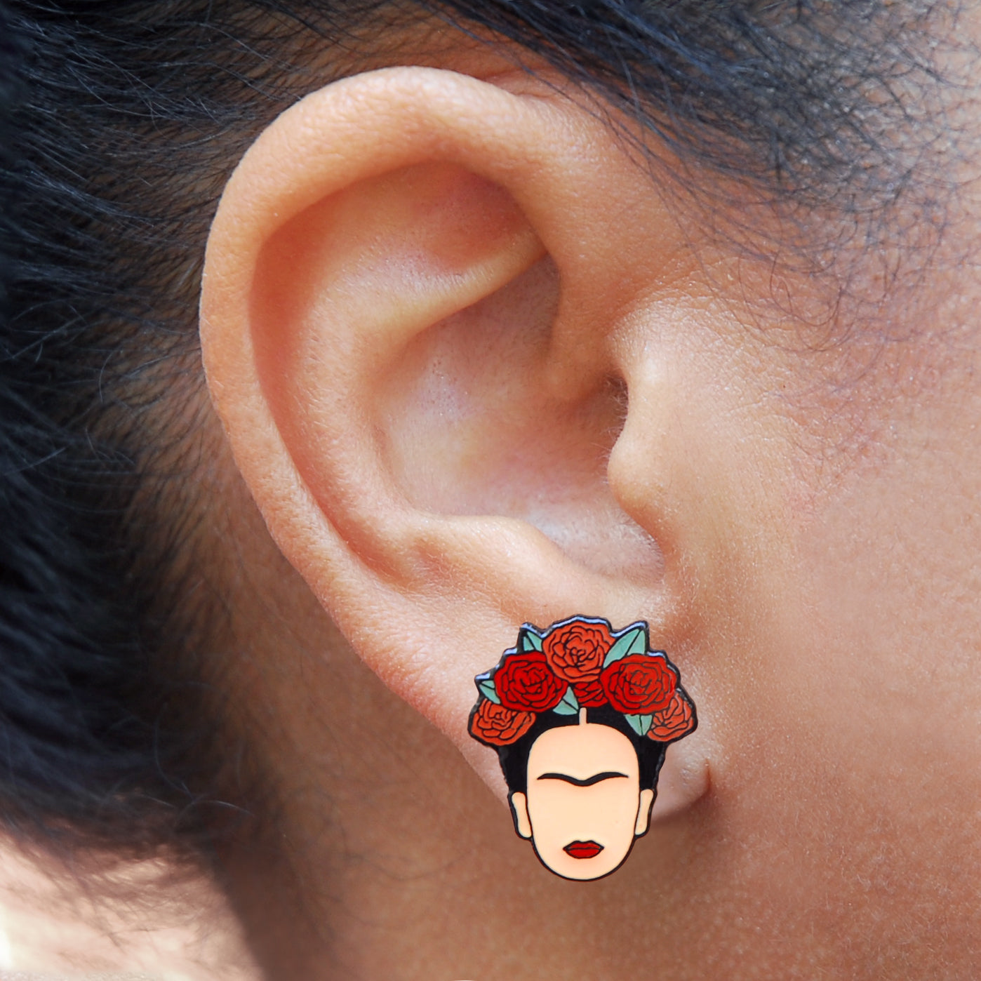 Frida Kahlo Earrings, On model