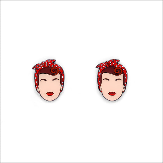 Rosie the Riveter Earrings, Front side