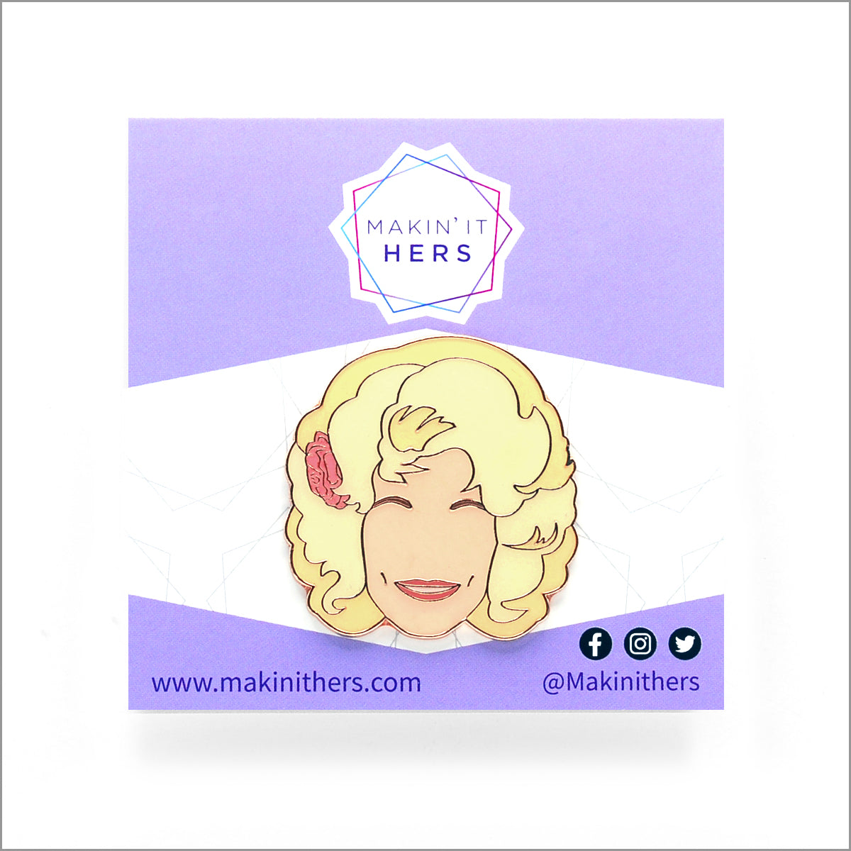 Dolly Parton Lapel Pin, On backing card