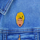 Erykah Badu Lapel Pin, On jean jacket
