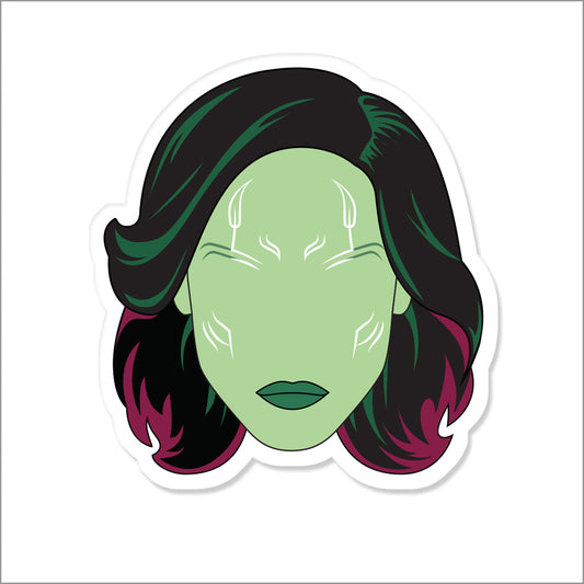 Guardians of the Galaxy Gamora vinyl sticker, front side