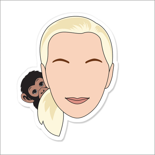 Jane Goodall vinyl sticker, front side