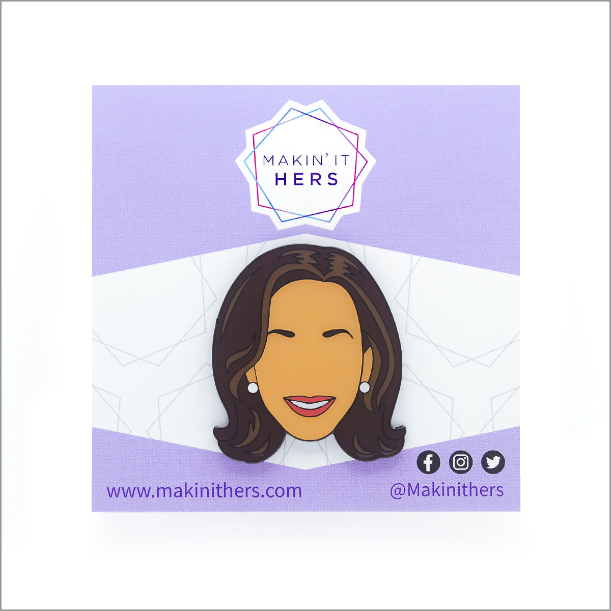 Kamala Harris Lapel Pin, On backing card