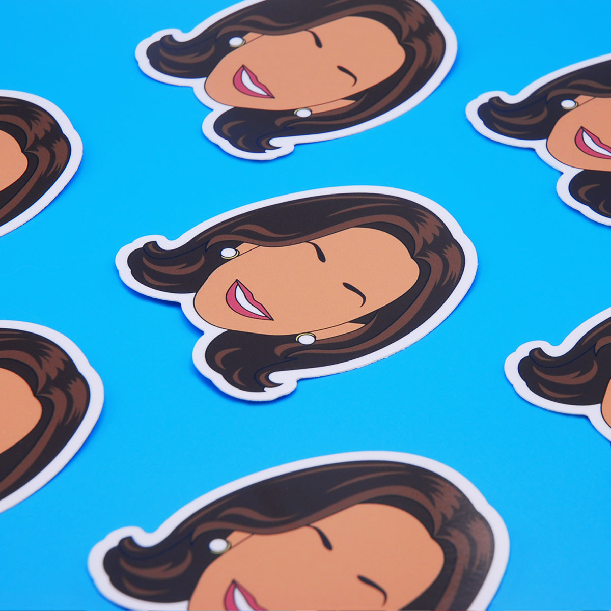 Kamala Harris Vinyl Stickers, On blue background