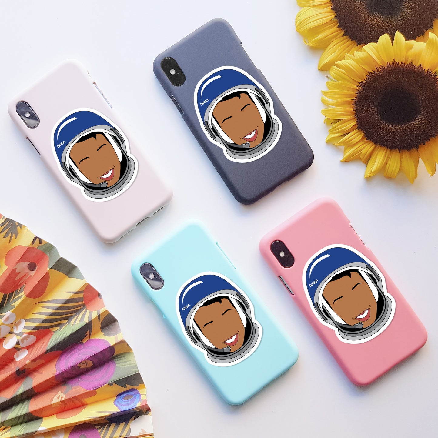 Mae Jemison vinyl sticker, on back of phone cases