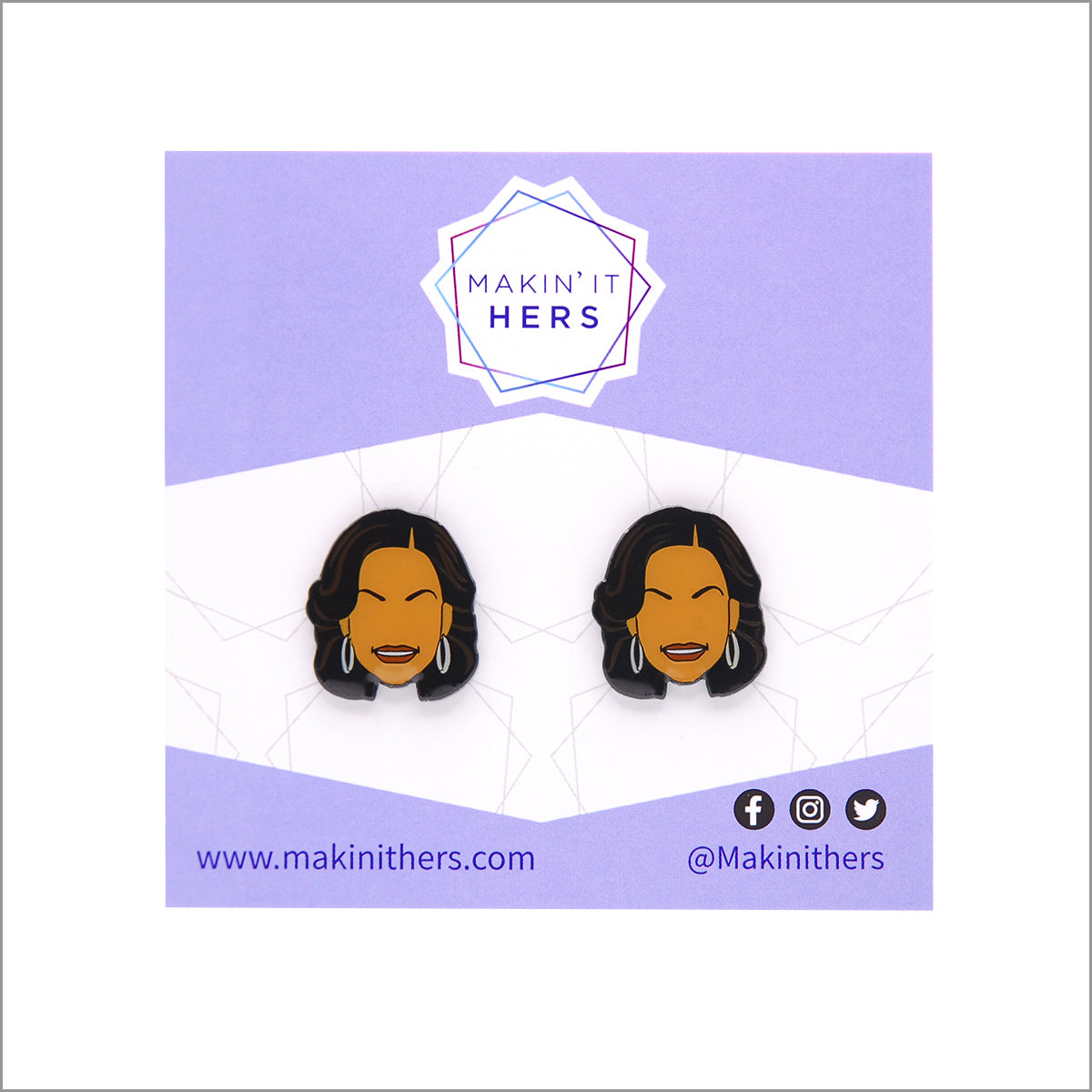 Michelle Obama earrings, On backing card