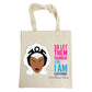 Ororo Monro illustration with a motivational quote on a canvas tote bag