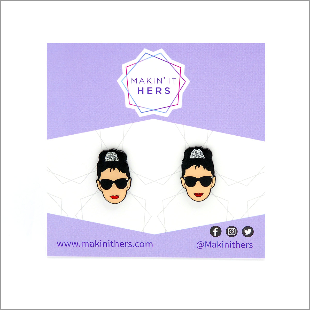  Audrey Hepburn Breakfast at Tiffanys Earrings, On backing card