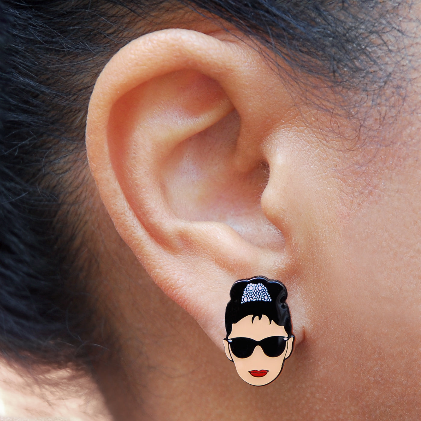 Audrey Hepburn Breakfast at Tiffanys Earrings, On model