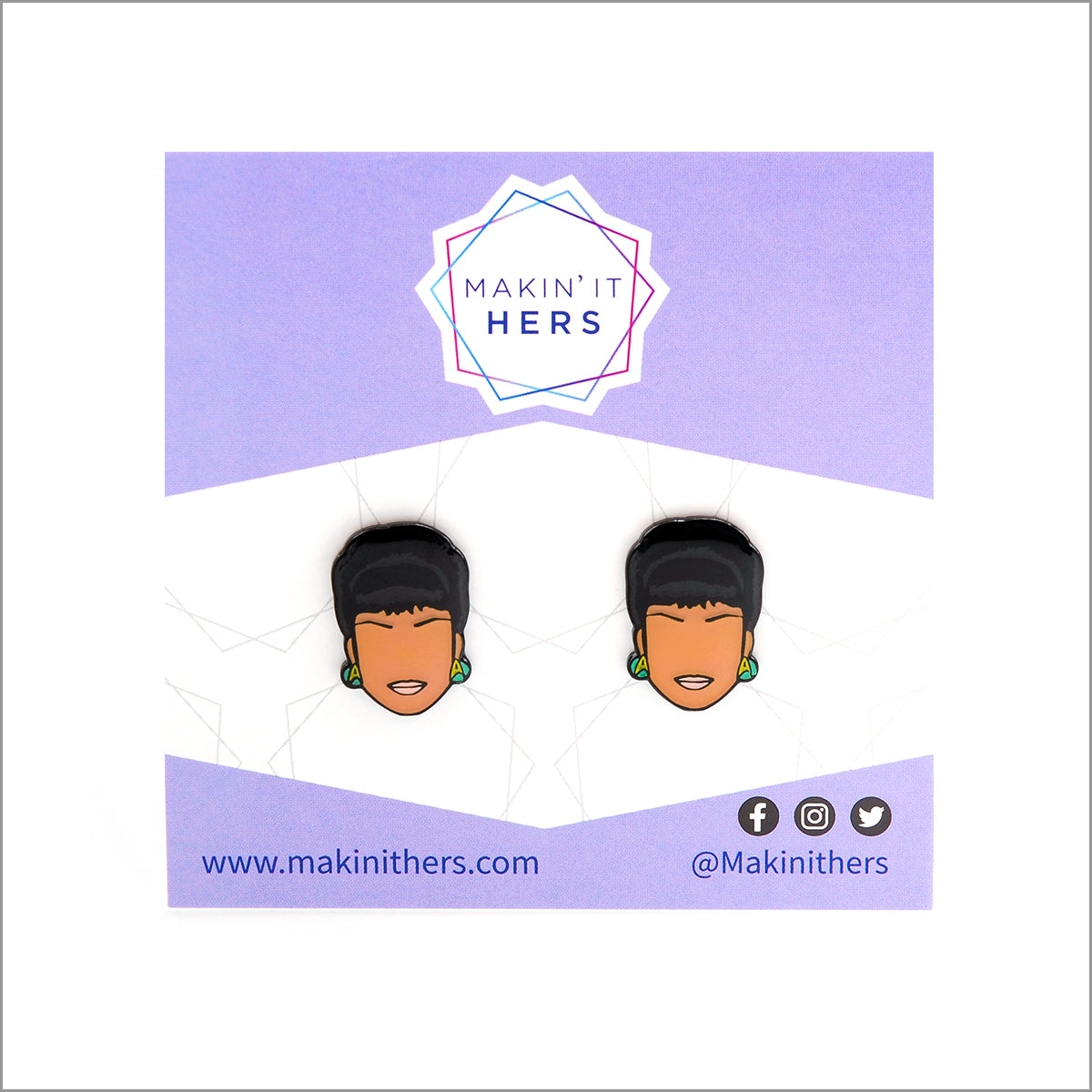 Star Trek Lieutenant Uhura Earrings, On backing card