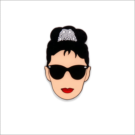 Audrey Hepburn Breakfast at Tiffanys Lapel Pin, Front side
