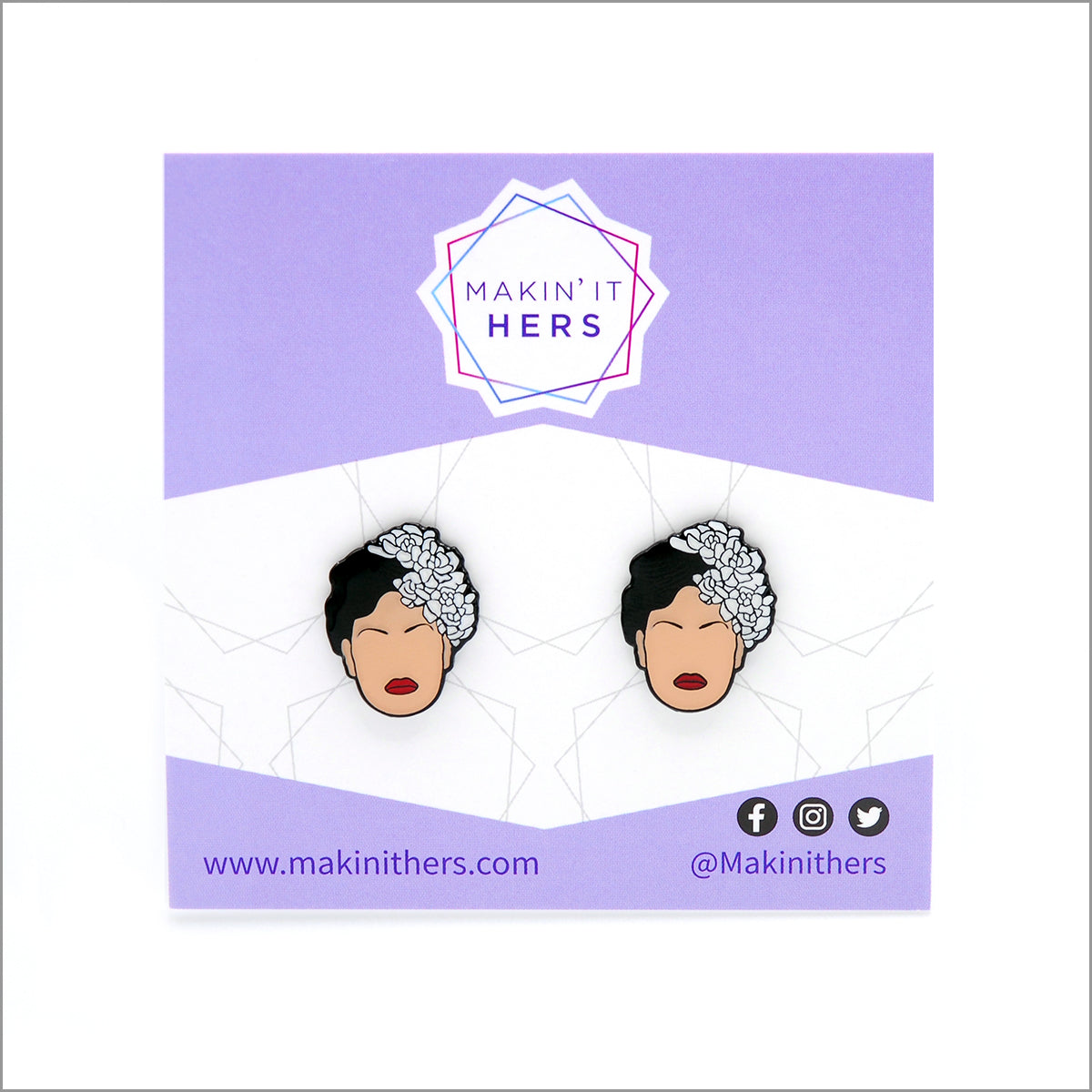 Billie Holiday Earrings, On backing card