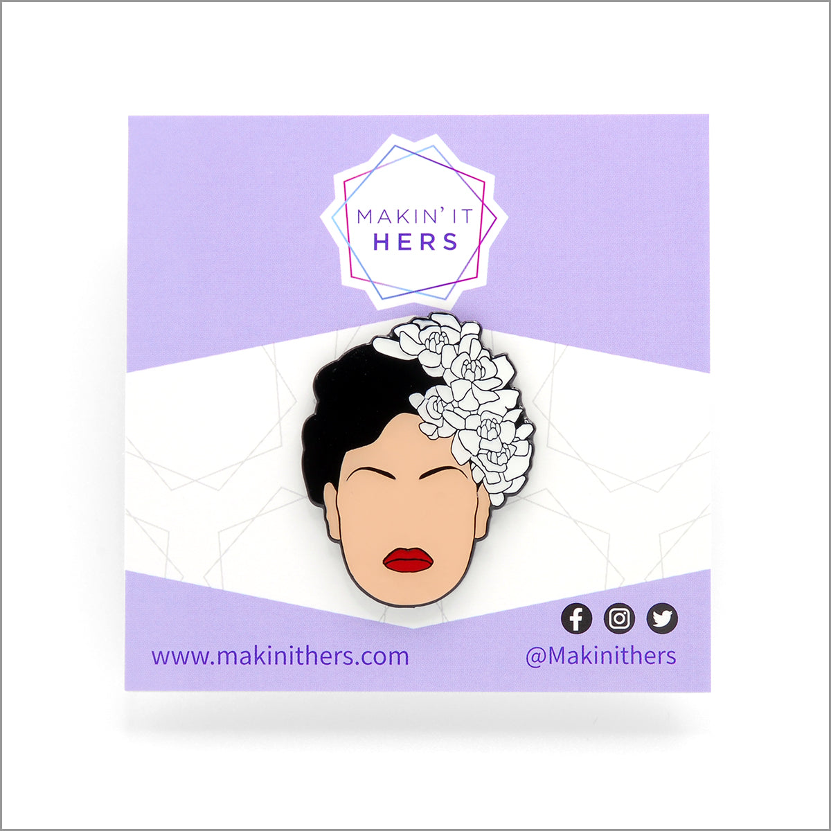 Billie Holiday Lapel Pin, On backing card