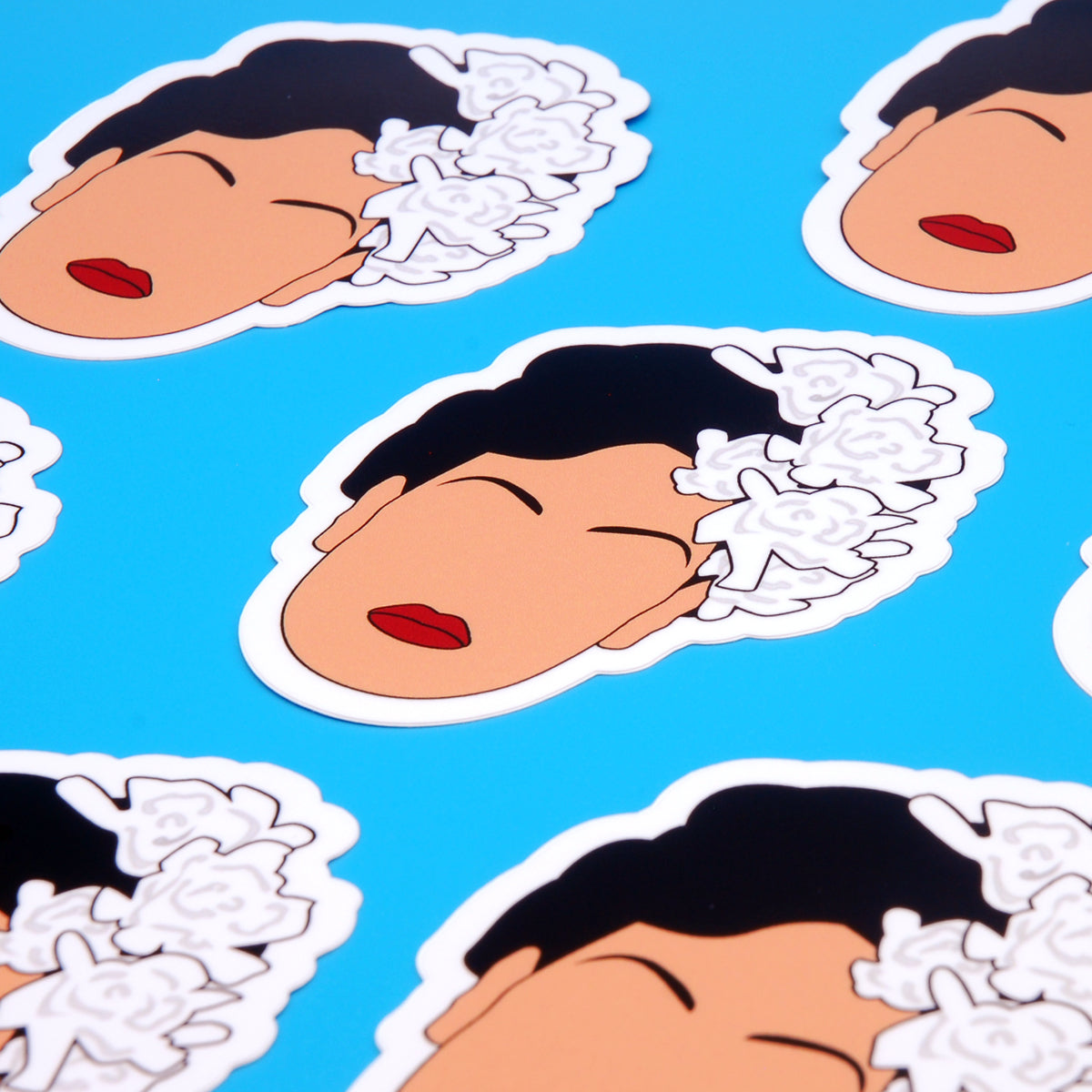 Billie Holiday Vinyl Stickers, On blue background