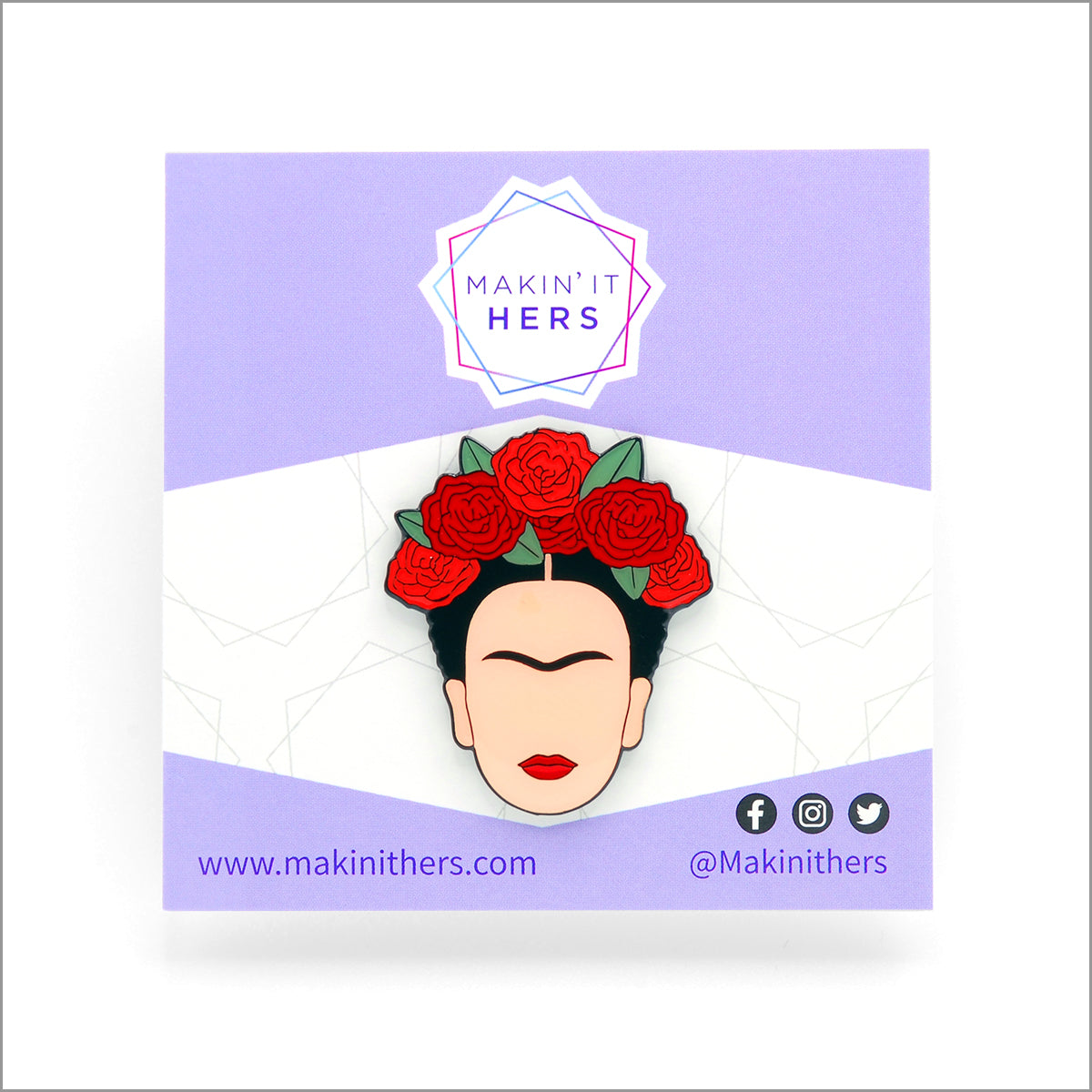 Frida Kahlo Lapel Pin, On backing card