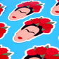 Frida Kahlo Vinyl Stickers, On blue background