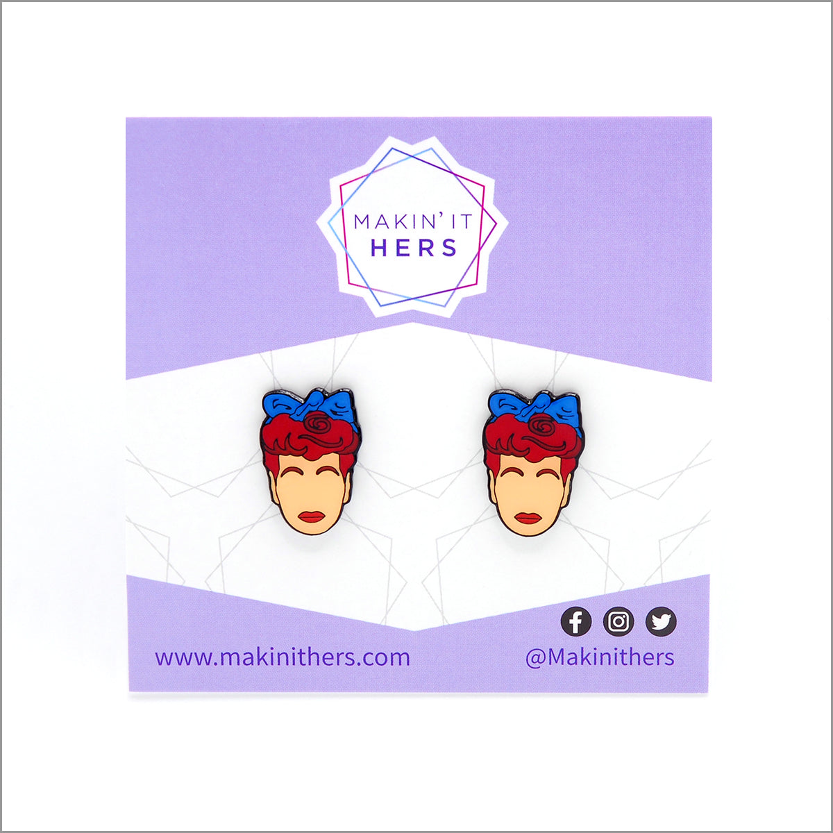 Lucille Ball Earrings, On backing card