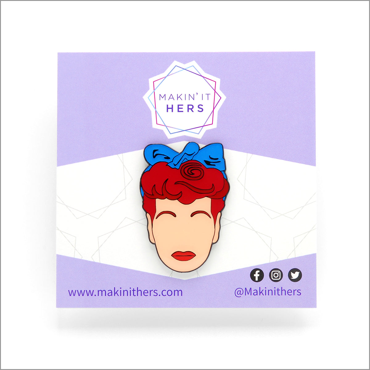 Lucille Ball Lapel Pin, On backing card