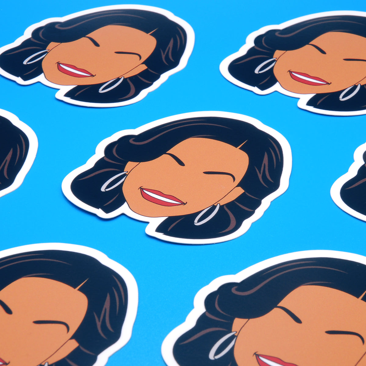 Michelle Obama Vinyl Stickers, On blue background