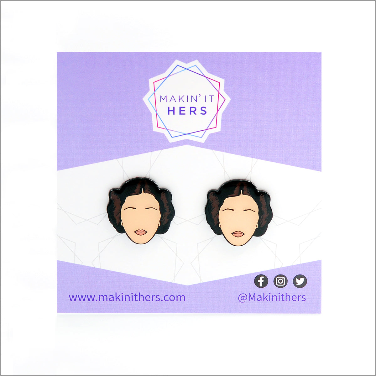 Star Wars Princess Leia earrings, On backing card