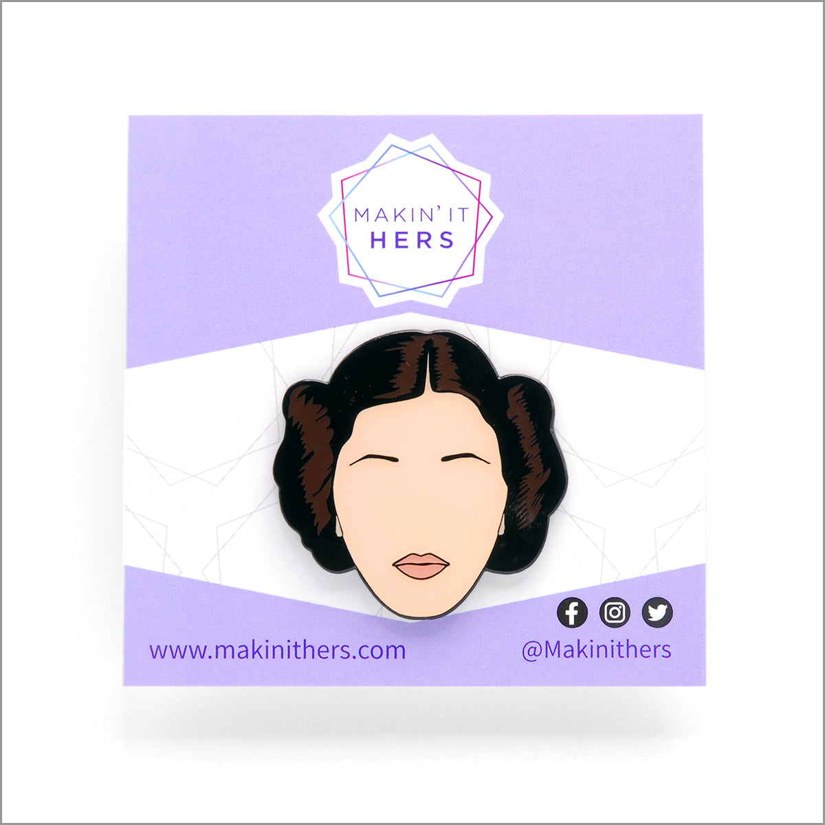 Star Wars Princess Leia Lapel Pin, on backing card