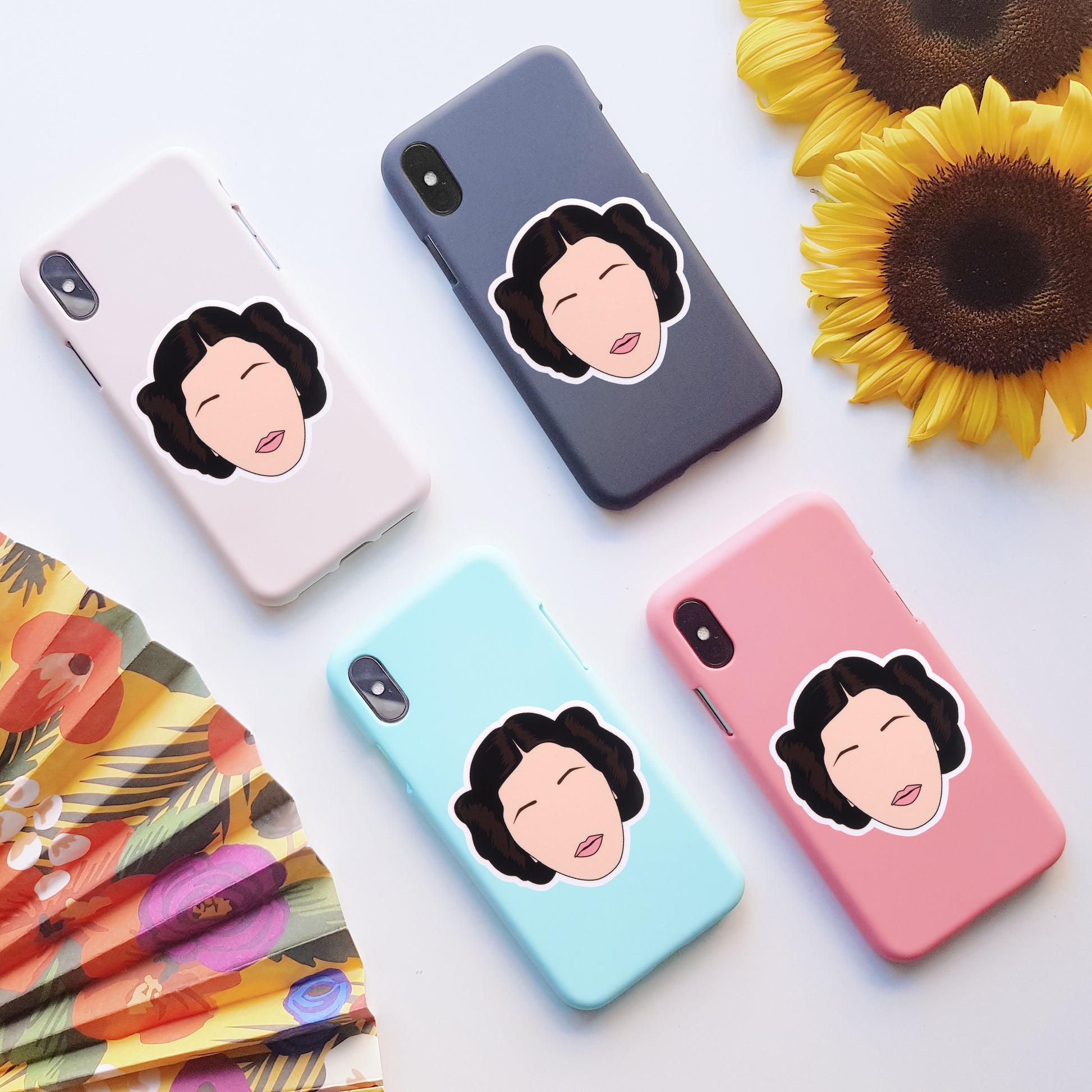 Star Wars Princess Leia Vinyl Stickers, On back of phone cases