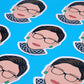 Ruth Bader Ginsburg Vinyl Stickers, On blue background