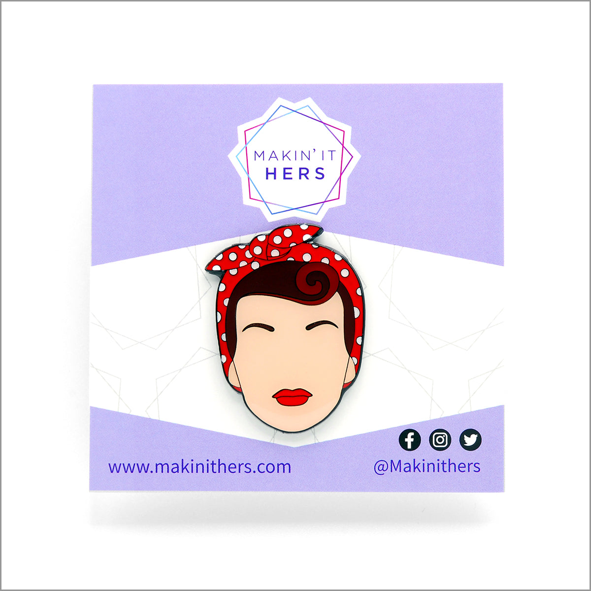 Rosie the Riveter Lapel Pin, On backing card