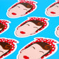 Rosie the Riveter Vinyl Stickers, On blue background